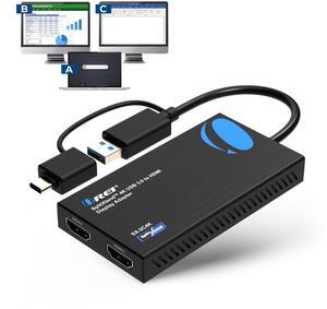 OREI SplitExtend 4K HDMI Splitter Extended Display for Dual Monitor - Multi-Monitor Display 3 Separate Screens - USB A & USB-C Adapter to HDMI 2.0, 4K@60hz, DisplayLink Driver MacOS, Windows