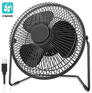 EasyAcc 9 Inch USB Desk Fan Ultra-quiet USB Powered 360deg Rotation Desktop Fan with Metal Frame, Portable Personal Cooling Fan with 2 Speed for Home Office (USB POWERED ONLY)