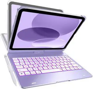 typecase Keyboard Case for iPad 11th (A16, 2025) and iPad 10th Gen (10.9", 2022) - No Trackpad, 11-Color Backlight, 360deg Rotatable, 7 Use Modes, Thin & Lightweight - Light Purple