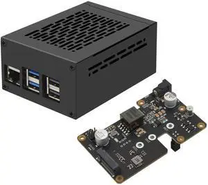 Geekworm X1012 PCIe to M.2 HAT Key-M NVMe SSD and POE Shield + Metal Case P579 for Raspberry Pi 5