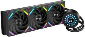 SAMA Q70 CPU Liquid Cooler, 360MM Water AIO CPU Cooler with 2.8" LCD Display, Magnetic Detachable, XT120 Modular Fans LCP Blade, Bonus Stands, 115X, 2011, 1200, 1700, 1851, AM4, AM5 Black