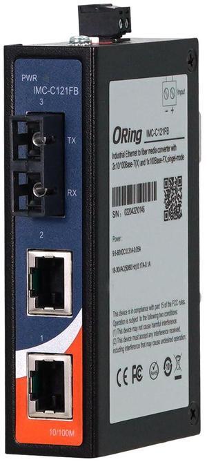 IMC-C121FB-SS-SC Industrial Media Converter, 2-Ports 10/100Base-T(X) to 100Base-FX Single-Mode, 30km/1310nm, SC Connector, up to 30km, ORing Industrial Networking