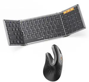 ProtoArc Foldable Bluetooth Keyboard Space Gray and Ergonomic Mouse Gray