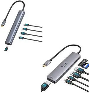 10Gbps USB C Hub with 4K@60Hz Video Display, Selore 5 Ports USB C Splitter +USB C Hub HDMI Adapter for MacBook Pro/Air, 7 in 1 USB C Dongle with HDMI
