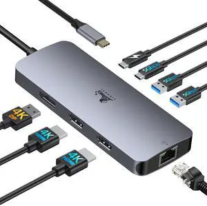 USB C Docking Station for Laptop Windows/MacOS Couple, Multiple Monitor Docking Station USB C Hub
