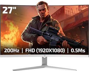 GAMEPOWER T50 27 Inch 1500R Curved White Gaming Monitor, 200Hz 1080p, Full HD, 0.5ms Response Time, VA Panel, FreeSync, HDR, 125% sRGB, RGB Backlight, Dual Speakers, Zero Frame, HDMI/DP