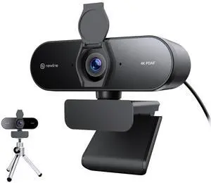 N newline 4K Webcam for PC with Tripod, PDAF Autofocus, 1080P@60FPS, 79deg FOV, Low Distortion, 2 Noise Reduction Mics, Privacy Cover, Plug&Play, PC Camera for Skype, Teams, Zoom, NewEye 62 Kit