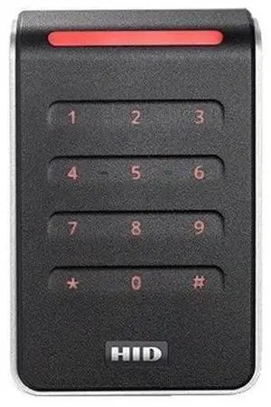 HID 40KNKS-T0-000000 Signo 40 Contactless Smartcard Keypad Reader, Multi-Technology, Mobile Ready, Wall Switch Mount, Pigtail, Black/Silve
