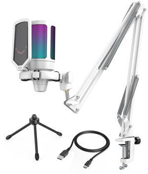 FIFINE USB Gaming Microphone Kit, PC Computer Streaming Mic with Metal Boom Arm Compatible with PS4/PS5 for Recording, Podcast, Video with Mute Button, Gain Knob, Pop Filter, Tripod Stand (A6W+CS1W)