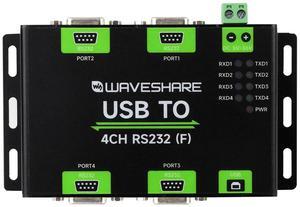 waveshare Industrial Isolated USB to 4CH RS232 Converter (DB9 Female Interface), Adopts Original FT4232HL Chip, Features High-Speed&Stable Communication, Compatible with Mac/Linux/Android/Windows...