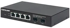 Intellinet 4-Port Industrial Gigabit Ethernet Switch with 2 SFP Ports-IP40 Rated Metal Housing, DIN-Rail Mount, Terminal Block Powered-for Computer Desktop Internet Networking-3 Yr Mfg Warranty-508247
