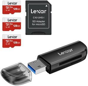 Lexar E-Series 128GB Micro SD Card 3 Pack and Lexar Dual Slot USB-A Reader