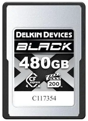 Delkin Devices 480GB Black CFexpress Type A Memory Card - Up to 1830MB/s Read, 1710MB/s Write Speeds for 8K, 6K & 4K Video, VPG200