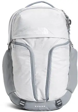 THE NORTH FACE Women's Surge Commuter Laptop Backpack - PFAS Free, TNF White Metallic Melange/Mid Grey-NPF, One Size
