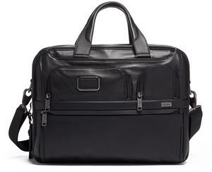 TUMI Alpha Expandable Organizer Laptop Briefcase - 15-Inch Laptop Briefcase Organizer for Men & Women - Travel Laptop Bag - Black Leather