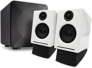 Audioengine A2 White Computer Speakers with 210W S6 Subwoofer and DS1 Stands