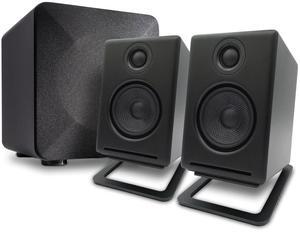 Audioengine A2 Black Computer Speakers with S6 Subwoofer and DS1M Stands