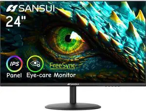 SANSUI Computer Monitor 24 inch IPS Eye Care 1080P Display HDMI,VGA Ports with 178deg Viewing Angle/Frame-Less/Tilt/VESA Compatible for Office and Home