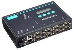 MOXA NPort 5650-8-DT 8-Serial Port Serial Device Server, 10/100 Ethernet, RS-232/422/485, DB-9M, 15KV ESD, 12-48VDC, 110V Power Supply