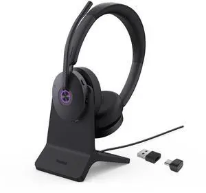 Yealink BH74 with Stand Active Noise Canceling Wireless Headset with Mic for Work, 6-mics Hybrid ANC Microsoft Teams Premium Open Ofce Certified Headsets Bluetooth 5.3, up to 32h Talk, UC Compatible
