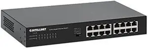 Intellinet 16 Port Gigabit Ethernet Switch - 10 / 100 / 1000 Mbps - Unmanaged,Metal Housing, Fanless Quiet, Long Distance, VLAN & Extend Mode - for Computer Desktop Networking-3 Yr Mfg Warranty-561815