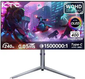 KTC 27-inch OLED Gaming Monitor | QHD 2560x1440P | 240Hz 0.03ms GTG | 1.5M:1 Contrast Ratio | DisplayHDR True Black 400 | 65W USB Type-C | Dual Speakers | Comes with Type-C, HDMI & DP Cables Included