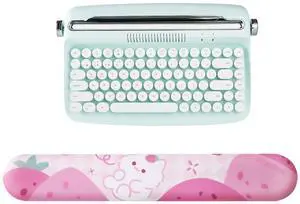 YUNZII ACTTO B303 Wireless Keyboard(B303, Sweet Mint), Keyboard Wrist Rest (Pink