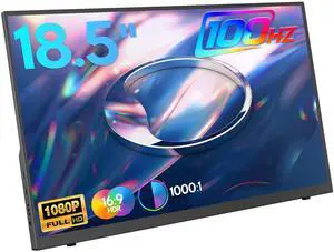 HONGO 18.5 inch 100Hz Portable Monitor 1080P, Large Portable Monitor Stand, FHD IPS Screen HDR Gaming Display, Travel Second Monitor for Mac PC Xbox PS4/5
