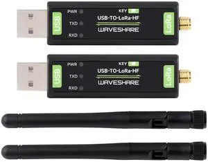 Waveshare 2PCS USB to LoRa Data Transfer Module, Based On SX1262, Suitable for Data Acquisition in Industry and Agriculture-TCXO Crystal oscillator-2PCS Version