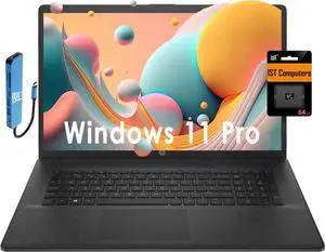 HP 17 Laptop (17.3" FHD Anti-Glare, Intel 10-Core i7-1255U, 64GB RAM, 2TB SSD) Home & Business Laptop, Long Battery Life, Numpad, Fast Charge, Webcam, Wi-Fi, IST Hub & SD Card, Win 11 Pro, Black