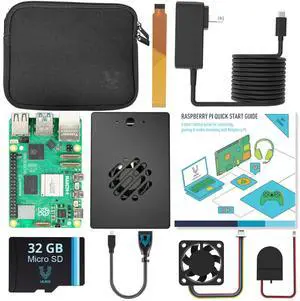 Vilros Raspberry Pi 5-16GB RAM Starter Kit - Turbo Cooled Edition - 32GB Memory (Aluminum Black)