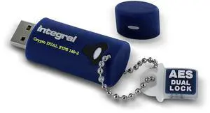 Integral 32GB Crypto-140-2 Dual Password 256-Bit Hardware Encrypted 3.0 USB Secure Flash Memory Drive - Certified to FIPS 197, Brute-Force Password Protection & Rugged Triple-Layer Waterproof Design