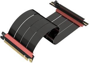 LINKUP - AVA5 PCIE 5.0 Riser Cable | RTX5090 RX9070 GPU Ready | x16 128GB/s Speed | Compatible with PCIe 4.0 & WRX80/WRX90E | Right Angle, Black 25cm