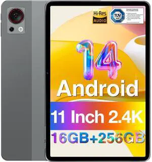 DOOGEE T30S Android 14 2.4K 11 Inch 16GB RAM 256GB ROM 8580mAh Battery Octa Core Gaming Tablet with Dual SIM 4G TUV Certified 4 Hi-Res Audio Speakers 5G WiFi, Gray