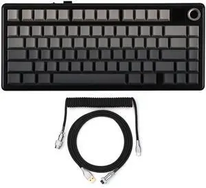 EPOMAKER X Aula F75 MAX Wireless Mechanical Keyboard with TFT Screen and Knob+Mix 1.8m Coiled Keyboard Cable, USB C to USB A TPU Cable for Mechanical Gaming Keyboard