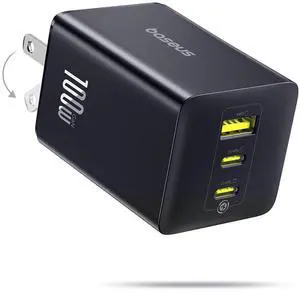 Baseus 100W USB C Charger Block, 3-Port GaN Foldable Compact PPS Wall Charger, Fast Power Adapter for MacBook Pro/Air, iPad, iPhone 16/15, Galaxy S24, Steam Deck & More