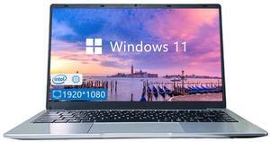 Elepad Laptop, 14.1Inch FHD IPS Screen, J4105 Processor, 6GB RAM 256GB SSD Expandable 1TB, Windows 11 Computer with 2 Stereo Speakers, WiFi-5, HDMI