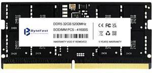 ByteFest DDR5 RAM 32GB 5200MHz PC5-41600 CL42 1.1V SODIMM 262-Pin Laptop/Notebook RAM Memory Modules