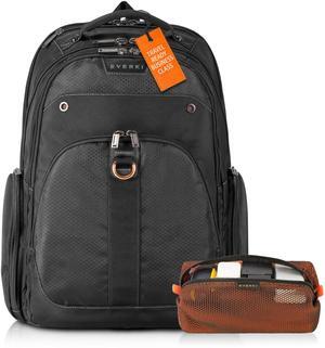 Everki Atlas Business Laptop Backpack (EKP121S15) with Orange Accessory Pouch - Men's Backpack with 11"-15.6" Compartment, 29.5L Capacity - Travel-Friendly Backpack & Accessory Pouch Bundle