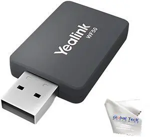 Yealink WF50 Wifi USB Dongle Adapter - for Voip Landline Desk Phones T46U, T44U, T43U, T48U, T56A, T55A, MP54, T46S, T53, T42S, Plug-and-Play, WPA/WPA2 encryption, HD Calls, Video Streaming, GTW Cloth