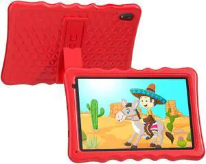 BYYBUO Kids Tablet, 10.1 inch Android 13 Tablet for Kids, 2GB RAM 32GB ROM 6000mAh Battery, Toddler Tablets with Bluetooth, WiFi, Parental Control, Dual Camera, Shockproof Case