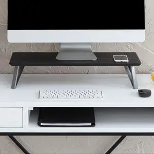 Anji Mountain Monitor Stand - Desktop Organizer & Laptop Riser, Ergonomic Monitor Riser, Space-Saving Monitor Stand for Desk, Durable Construction, Easy Assembly, Ideal for Home & Office,Black