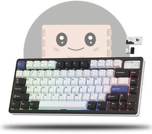 Womier 75% Keyboard Wireless, Creamy Mechanical Keyboard Gaming, CNC Aluminum with 8000mAh Battery, QMK/VIA Tri-Mode Key Board Custom Hot Swappable RGB Backlit for Windows/Mac/PC (SK71 PRO-Black)