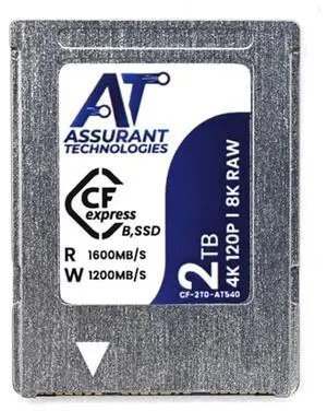 Assurant 2TB CFexpress Type B Memory Card 8K60p 4k120p RAW Video, 20p Burst Photo, Aluminum Silver [CF-2T0-AT540]
