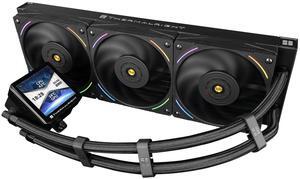 Thermalright Frozen Vision 360 ARGB Black V2 AIO CPU Water Cooler,360mm Liquid CPU Cooling,PWM Fans CPU Cooler for 2150RPM,2.88 inch IPS LCD Screen for Image,AM5,Intel LGA1700/1851,480x480 Resolution