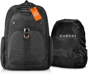 Everki Atlas Business Laptop Backpack (EKP121) with Black Rain Cover - Men's Backpack with 13"-17.3" Compartment, 32L Capacity - Travel-Friendly Backpack & Rain Cover Bundle