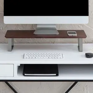 Anji Mountain Monitor Stand - Desktop Organizer & Laptop Riser, Ergonomic Monitor Riser, Space-Saving Monitor Stand for Desk, Durable Construction, Easy Assembly, Ideal for Home & Office,Walnut