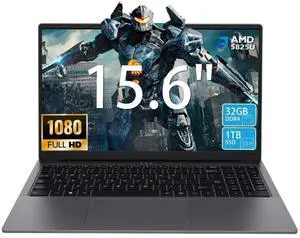 15.6 Inch Gaming Laptop - AMD Ryzen 7 5825U Processor (8C/16T,2.0-4.5GHz),AMD Radeon Graphics,32GB DDR4 RAM 1TB NVMe SSD Laptop Computer with Backlit KB,Fingerprint Reader,Webcam Switch (32GB | 1TB)