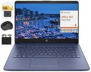 HP New 14" HD Ultra Light Thin Laptop, Quad-Core Intel Celeron Processor, 8GB RAM, 192GB (64GB eMMC+ 128GB Card), Wi-Fi, Upto 11 Hours, Windows 11 S + 1 Year Office 365+HubxcelAccessory, Royal Blue