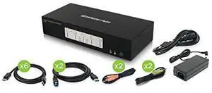 IOGEAR 4-Port 4K DisplayPort Triple View KVMP - 3 HDMI Monitors Outs - Converts DisplayPort to HDMI Out - 4096 x 2160 @60Hz - Control/Share USB 3.0 peripherals - Win 7+ Mac OS Linux - GCS1964